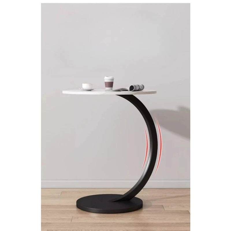 Space Saving Round End Table, Movable Small Accent Table with Drawer for Living Room, Bedroom,  Easy  Roll  Nightstand