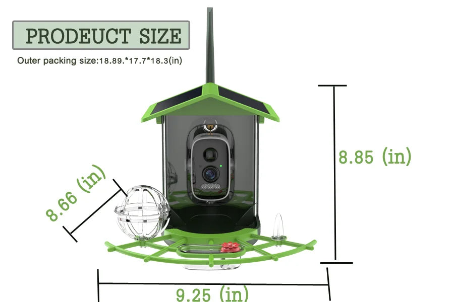 DIDSeth Smart Bird Feeder Camera 4MP 2K HD Solar Powered IP66 Waterproof 1.5L Capacity Night Vision Birdwatching Instant Alerts