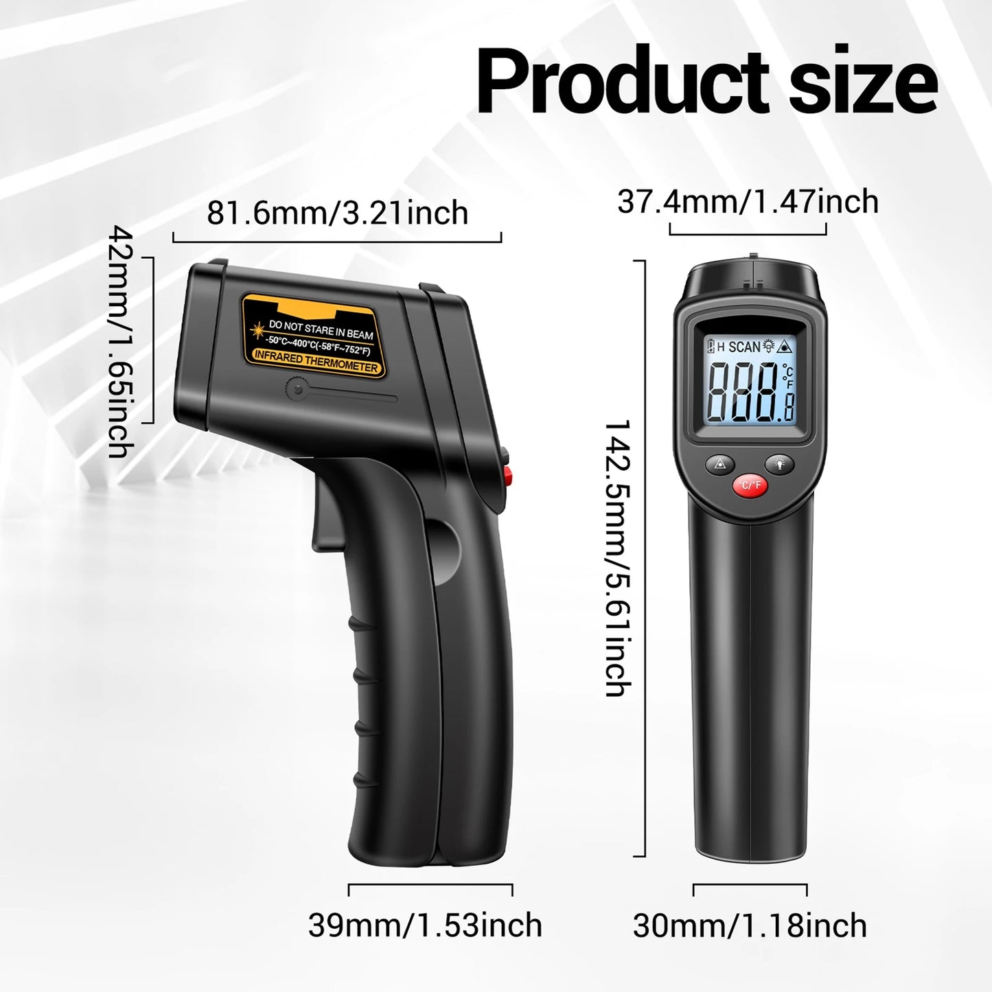 ANENG TH201 Digital Infrared Thermometer Gun Non-Contact Laser Thermometer High Accuracy Industrial Infrared Thermometer