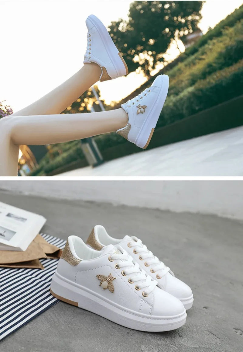 Mujer Women Platform Shoes High Quality Little bee Soft-sole Casual Shoes Female Skatboard Shoe Outdoor No Slip Walking Footwear