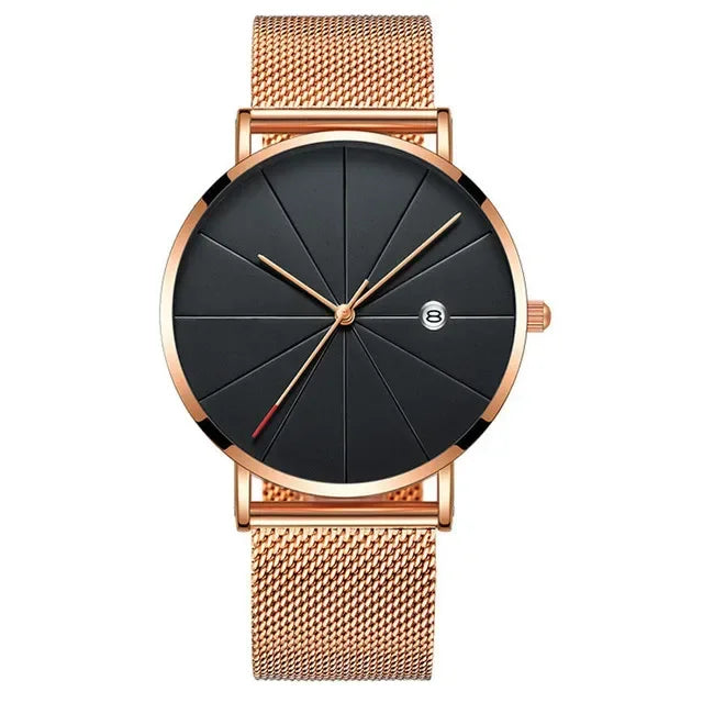Ultra-Thin Men's Quartz Watch | Stainless Steel Mesh Minimalist Business Watch