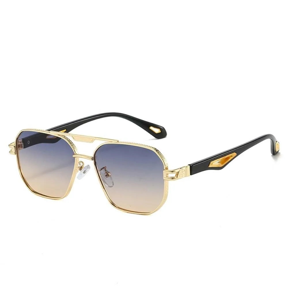 Retro Double Bar Sunnies Square Frame Sunshade Eyewear Unisex Polarizing Lens Sunglasses PC Decorative Anti-UV Glasses Summer