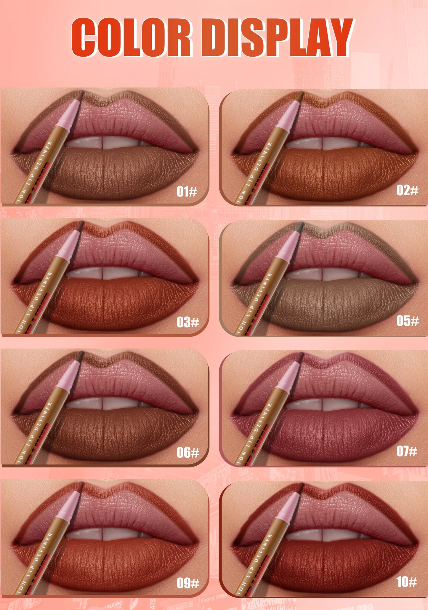 Waterproof Long Lasting Lip Liner Pencil, High Pigment Smooth Matte Lip Liner, Sweatproof Non-Fading Lip Contour Makeup