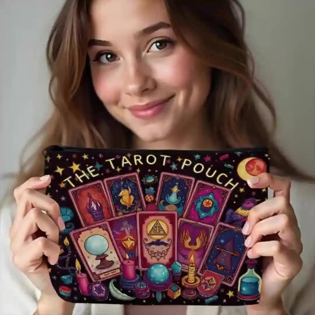 ACosmic Tarot Card Makeup Bag - Women's Multi-functional Zipper Pouch, Jewelry Storage Bag, Perfect Travel Zipper Small Storage