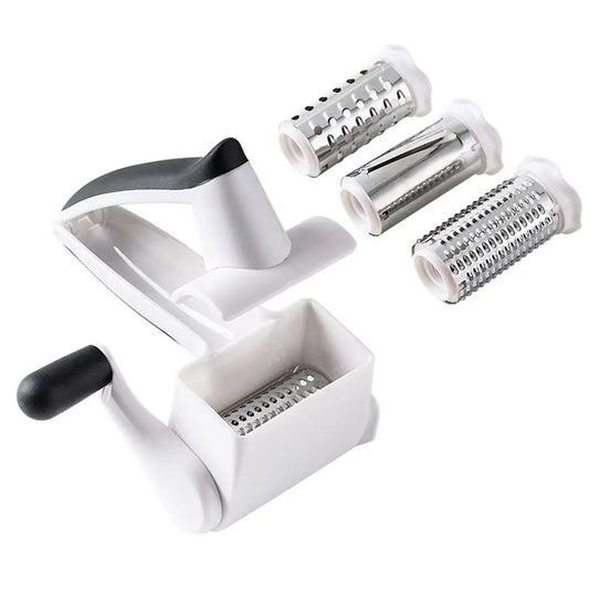 3-in-1 Hand-Cranked Cheese Grater Rotary Multi-functional Parmesan Cheese Shredder Handheld Stainless Steel Drum