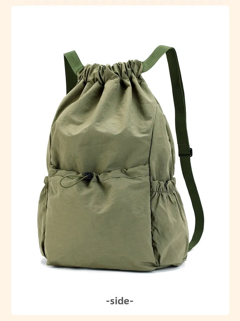 Fashionable Lightweight Drawstring Backpack: Large-Capacity Waterproof Sports Bag for School, Books, Outdoor Activities, Travel
