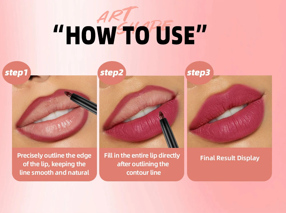 QIBEST Matte Lip Liner Set 12 Colors Nude Shades Lipliner Pen Waterproof Lip Contouring Pencils Lasting Makeup Kits Lipstick Pen
