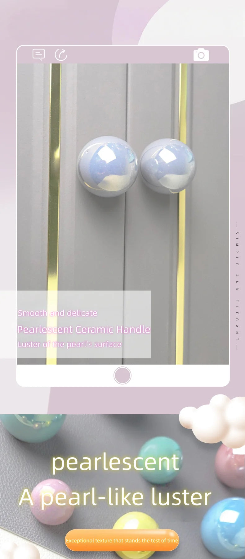 Ceramic Furniture Handles Pearlescent Cabinet Knob Kitchen Drawer Furniture Knobs Handle Hardware Children's Wardrobe Handles