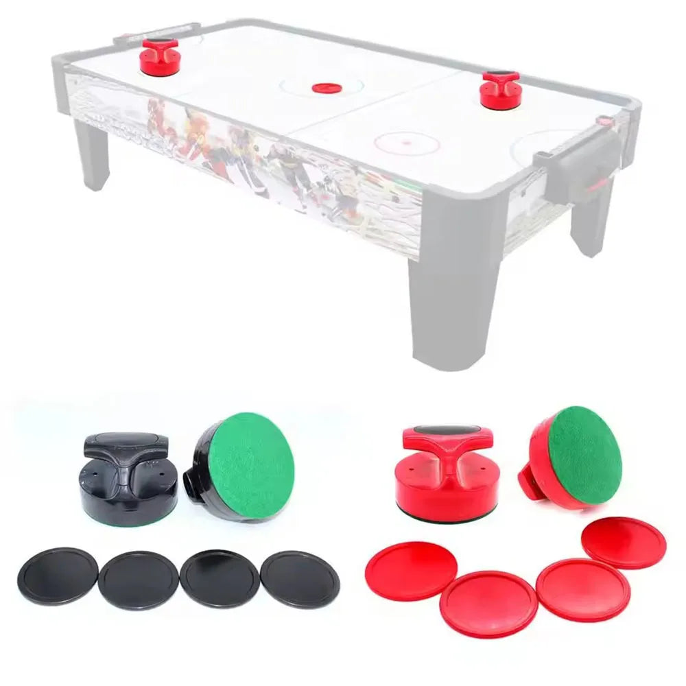 Air Hockey Pushers and Hockey Discs, Large Goalkeeper Handles, Pallets, Game Table Spare Accessories (2 Strike 4 Puck)