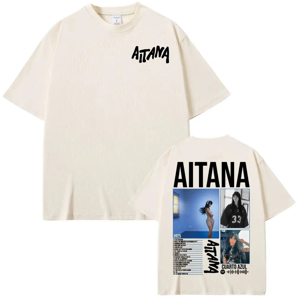 Singer Aitana Cuarto Azul Tour Graphic T Shirts Men Women Fashion Aesthetic Short Sleeve T-shirt Cotton Casual Oversized T Shirt