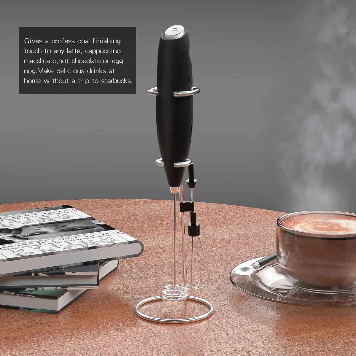 Hand Blender Electric Egg Beater Milk Frother Handheld, Mini Electric Drink Mixer Foamer with Stand for Coffee Lattes Hand Blend