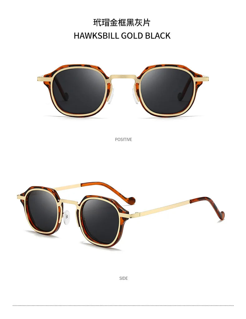 2025 New Small Square Polarized Sun Glasses For Men Women Retro Steampunk Sunglass Metal Frame Eyewear Oculos De Sol UV400 TAC