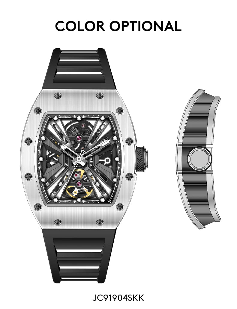 Watch for Men Skeleton Mechanical Sports Watches Men's Luminous Waterproof Automatic Wristwatch Steel Case Relogio Masculino