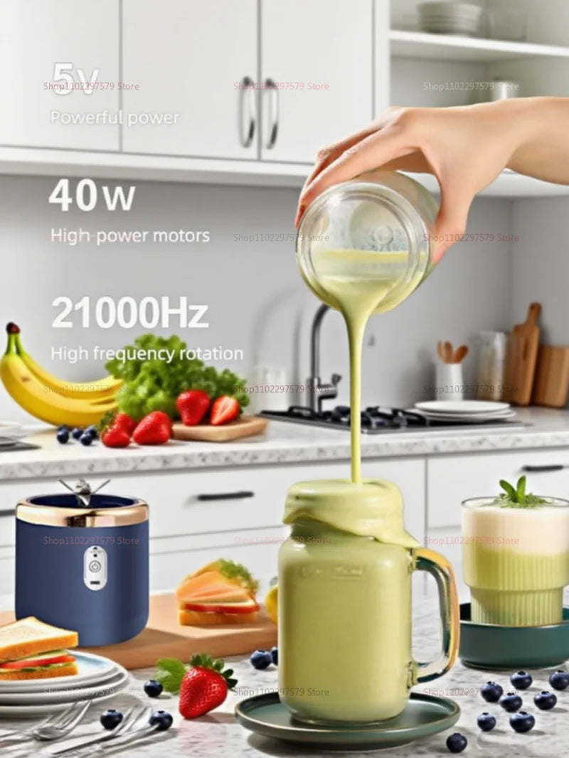 Portable Juicer Cup Smoothie Blender 6 Blade Blender Bottle Household Fruit Juicer Cup USB Rechargeable Juicer Kitchen Tool