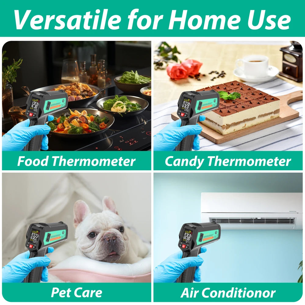 MASTFUYI 13 Point Infrared Positioning Thermometer -50°C~580°C Laser Digital Thermometer Color LCD Pyrometer Ambient Recorder