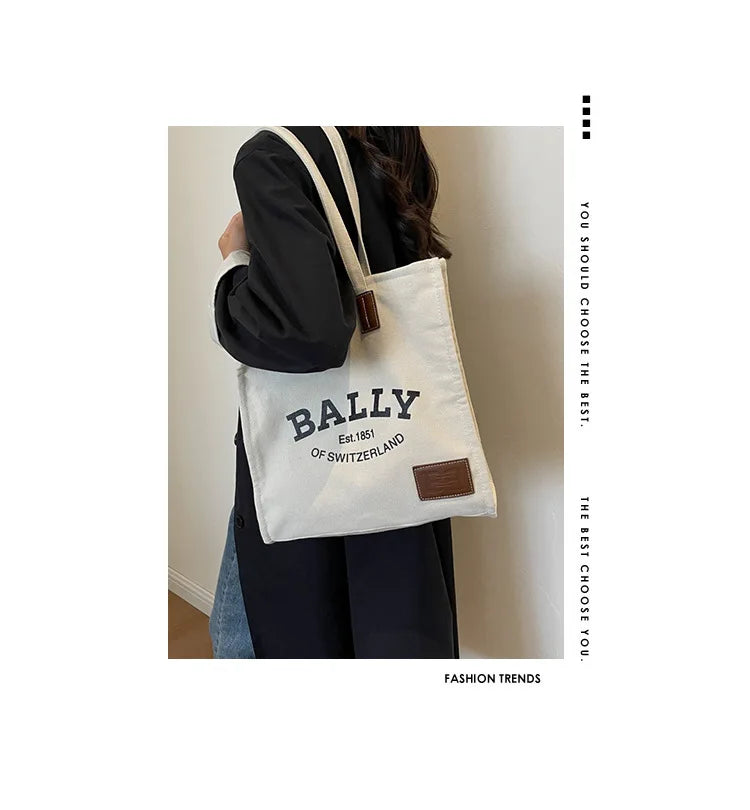 2025 New Canvas Tote Bag for Women Large Capacity Casual Shoulder Bag Simple Commute Shopping Bag High Quality