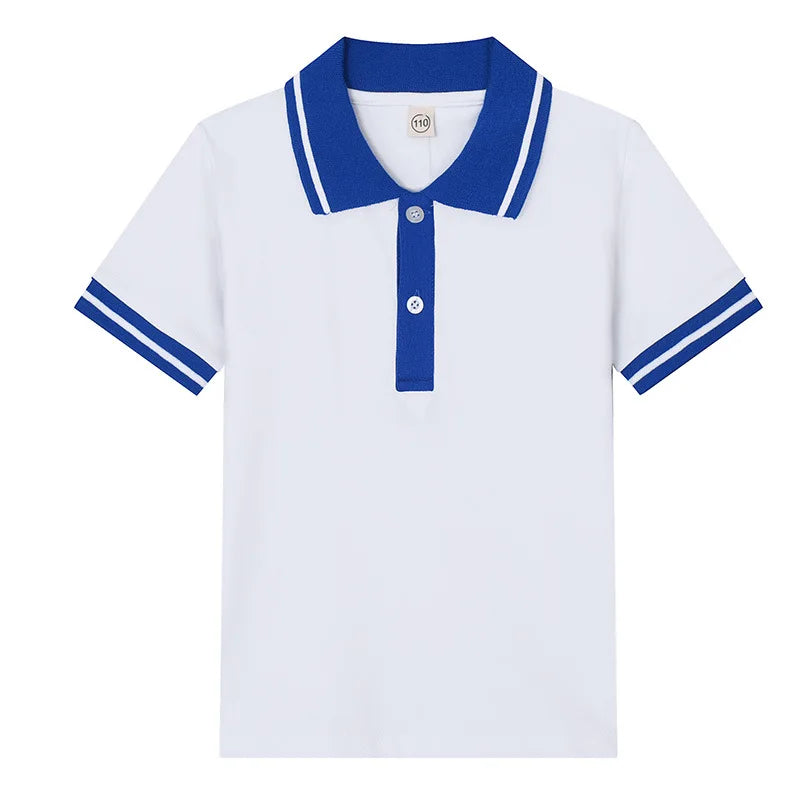 Kids T Shirt Baby Boy Toddler Polo Shirts for Children's Clothing Boys Clothes Cute Korean Polos Striped White Blue Summer Tops