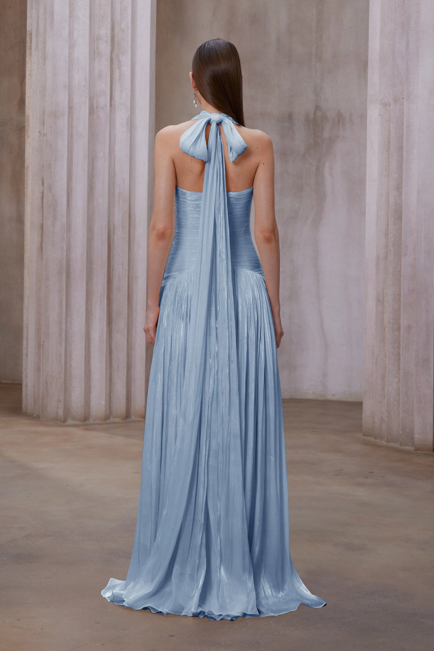 Sexy Blue Silk Satin Long Evening Dresses V-Neck Sleeveless Prom Dresses Saudi Araric Formal Occasion Prom Gowns Customize