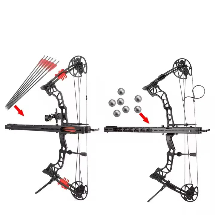 Powerful Slingshot Compound Bow Metal Hunting Catapult Continuous Fire Accessories Steel ball and Arrow for Fishing and Shooting