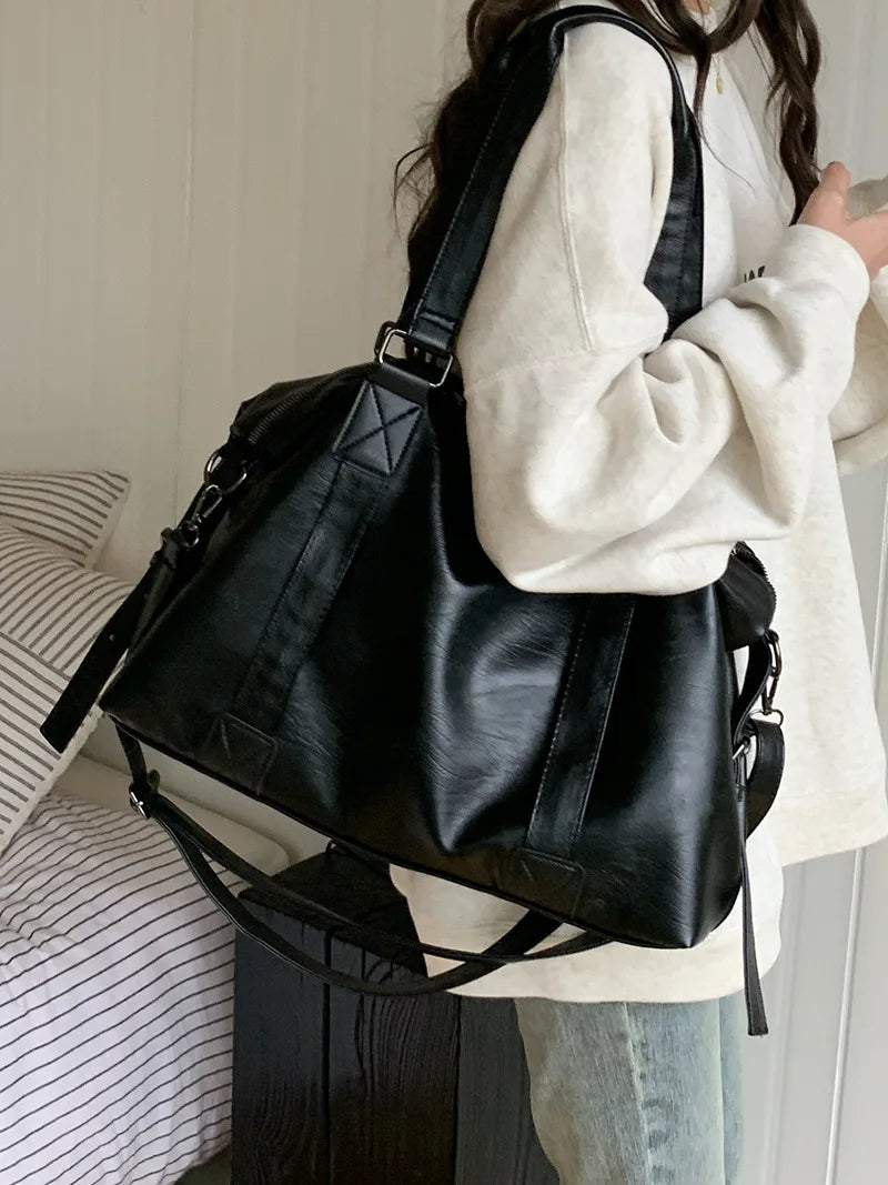 Fashion Tote Bag Leather Women Bag Simplicity Handbag Solid Vintage Shoulder Messenger Bag for Ladies