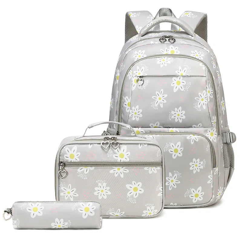 3 Pcs Set Children's Backpacks Cute Student School Bag for Teenage Girls Waterproof School bags With Lunch bag Pencil Case