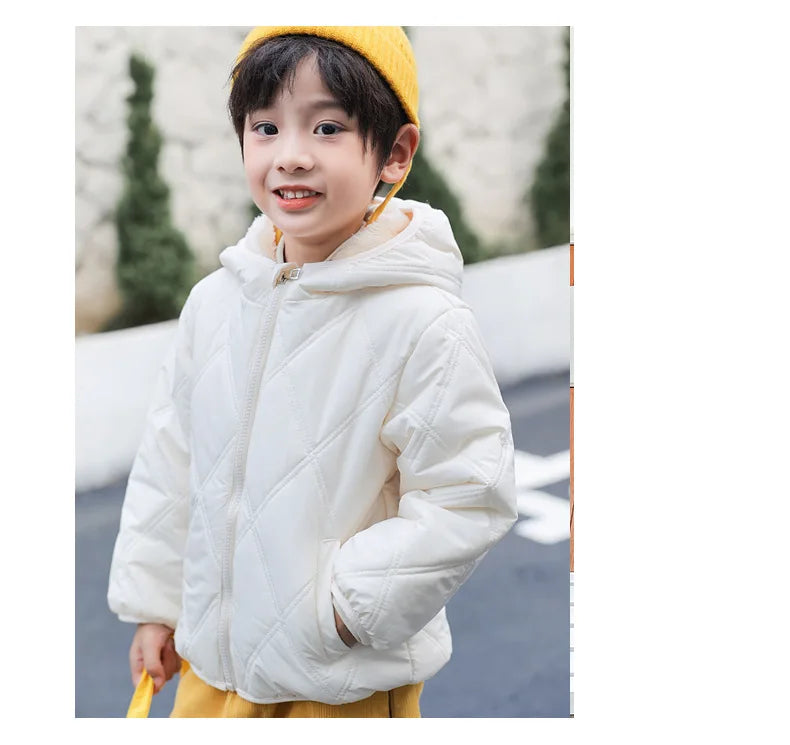 Winter Baby Kids Jacket For Girls Coats Lamb Wool Plus Velvet Thick Coats Toddler Children Outwear 1-6 Year Boys Cotton Jackets