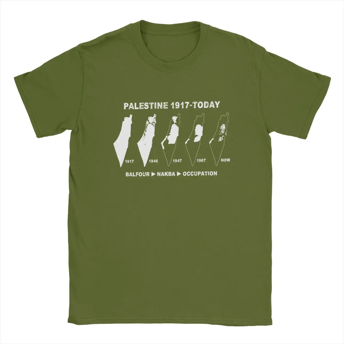 Palestine Map Land Since 1917 Men's T Shirts Palestinian Vintage Tees Short Sleeve O Neck T-Shirt 100% Cotton Gift Idea Clothing