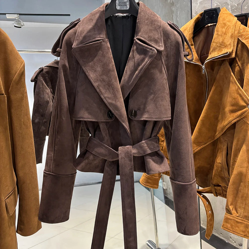 YOLOAgain Real Leather Jacket Women Burgundy Grain Leather Jacket With Belt