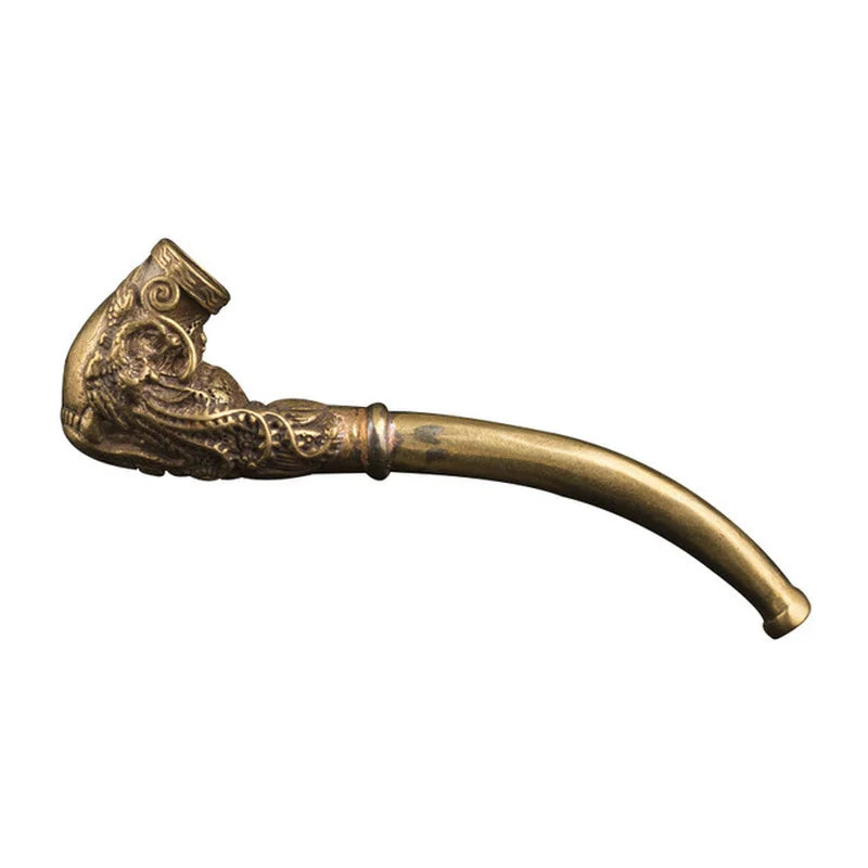 Vintage Copper Dragon Pattern Curved Smoking Pipe Accessories Chinese Traditional Pure Copper Cigarette Holder Series