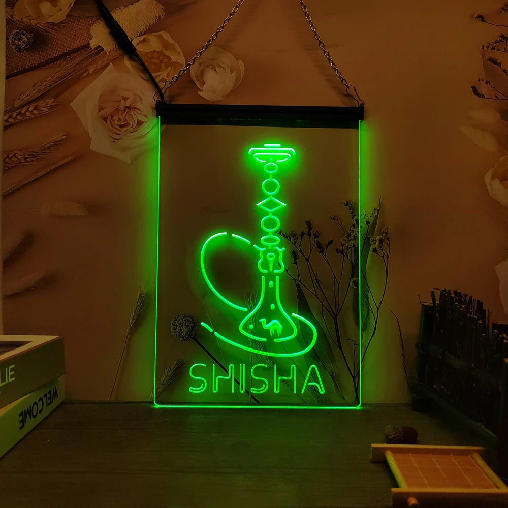 Hookah Shisha Shop Home Room Man Cave Decoration-3D Carving LED Neon Sign Home Decor Wall Wedding Creative Bedroom Desk