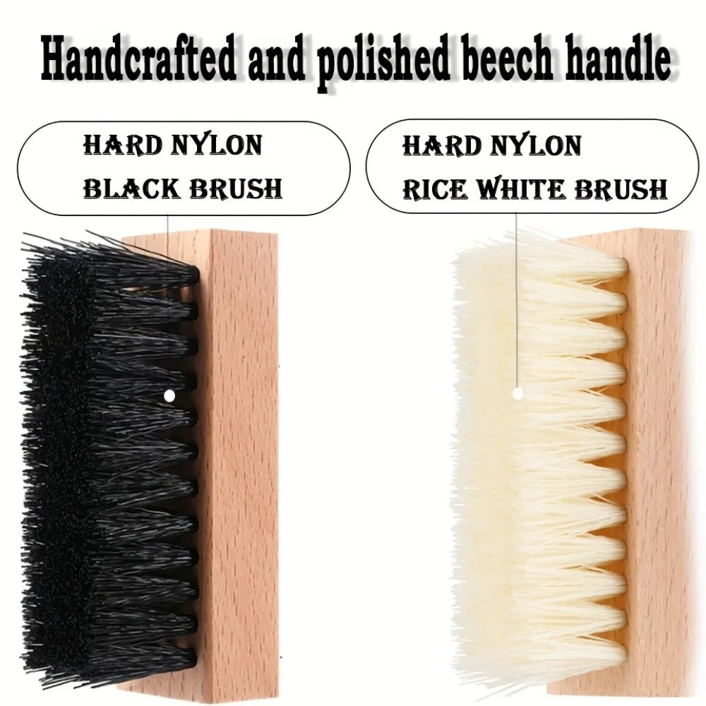1pc Wooden Handle Shoe Cleaning Brush Horse Hair Wood Brush Leather Shoe Care and Cleaning Shoe Brushes