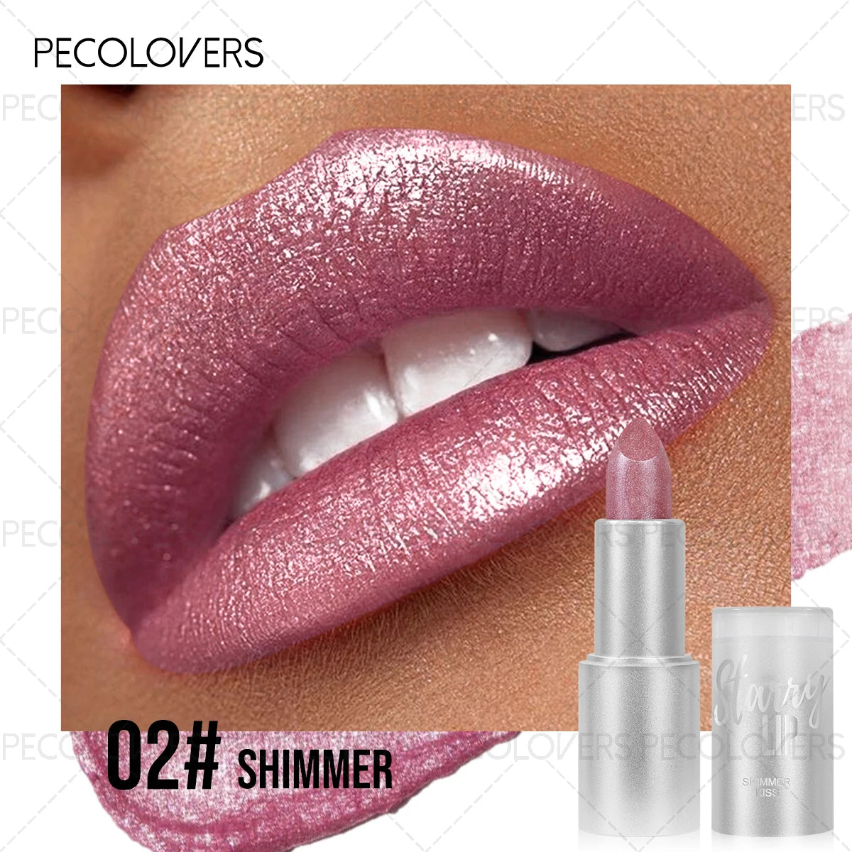 1pc Sparkling Pearlescent Lipstick,  Long-Lasting, Shimmering Glitter Finish, Ideal for Music Festivals & All Skin Types