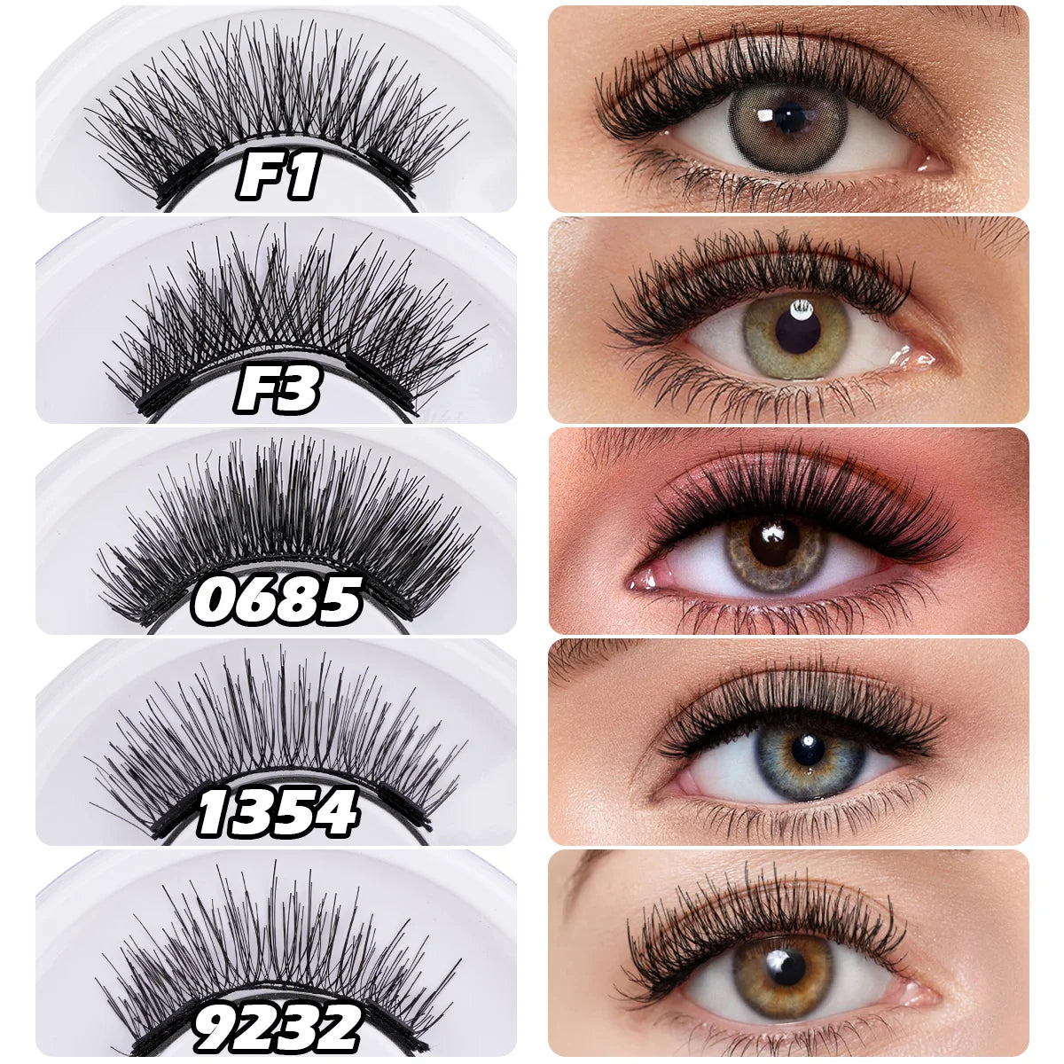 5 Pairs Reusable Magnetic Lashes Set with Magnetic Tweezers Makeup Tool 5 Style Faux Mink Lashes Curly Eyelashes Extension Kit