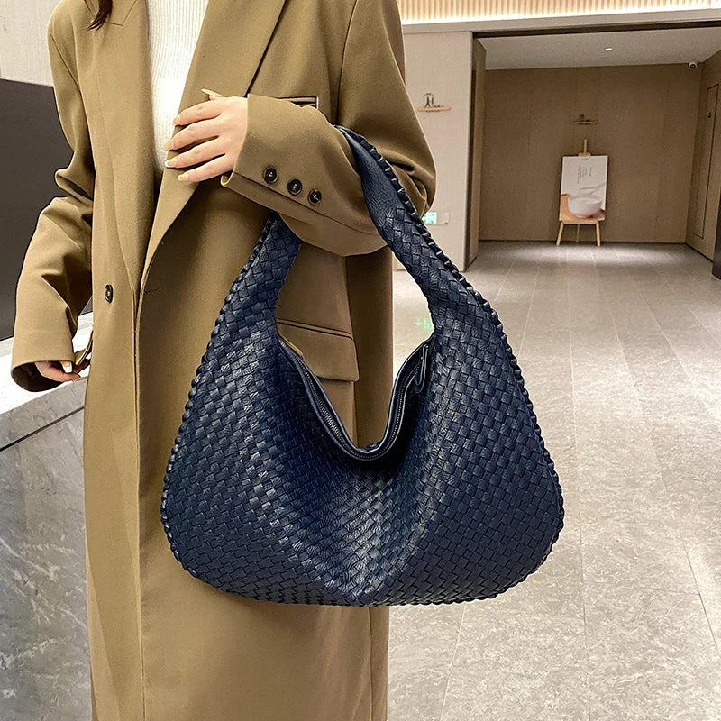 Woven Tote Bag for Women Large Woven Handbag Soft Leather Shoulder Bags Work Shopper Travel Tote Bags Luxury brand Lady Satchel
