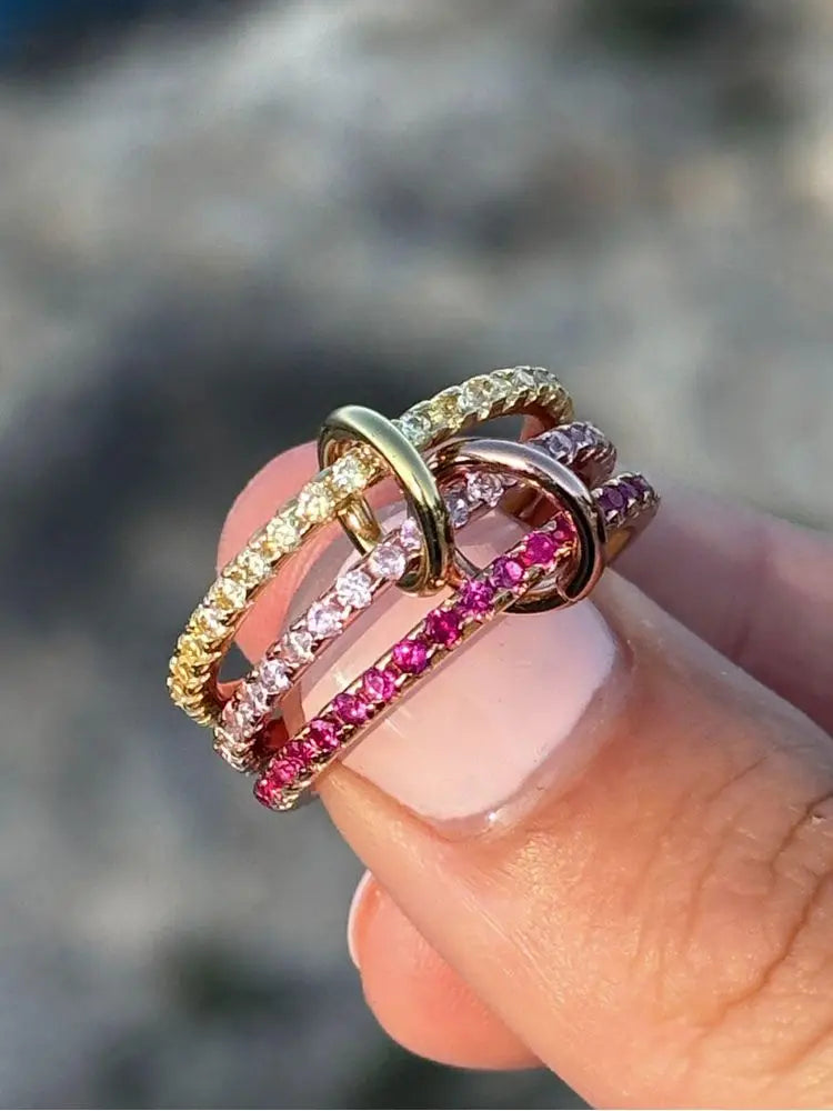 925 Sterling Silver Luxury Multiple Levels Of Interlocking Zircon Ring For Women Daily Life Fashion High Quality Fine Jewelry