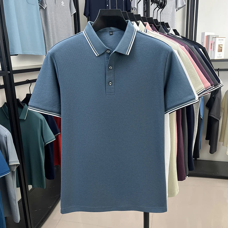 100% pure cotton men's polo shirt summer new fashion casual short sleeve comfortable luxury new simple solid color lapel T-shirt