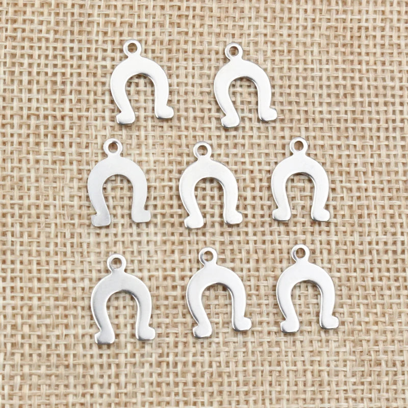 50pc/lot 14x9mm Horseshoe Charms 316 Stainless Steel Horse shoes Charms for necklace pendant charms Diy Jewelry Making