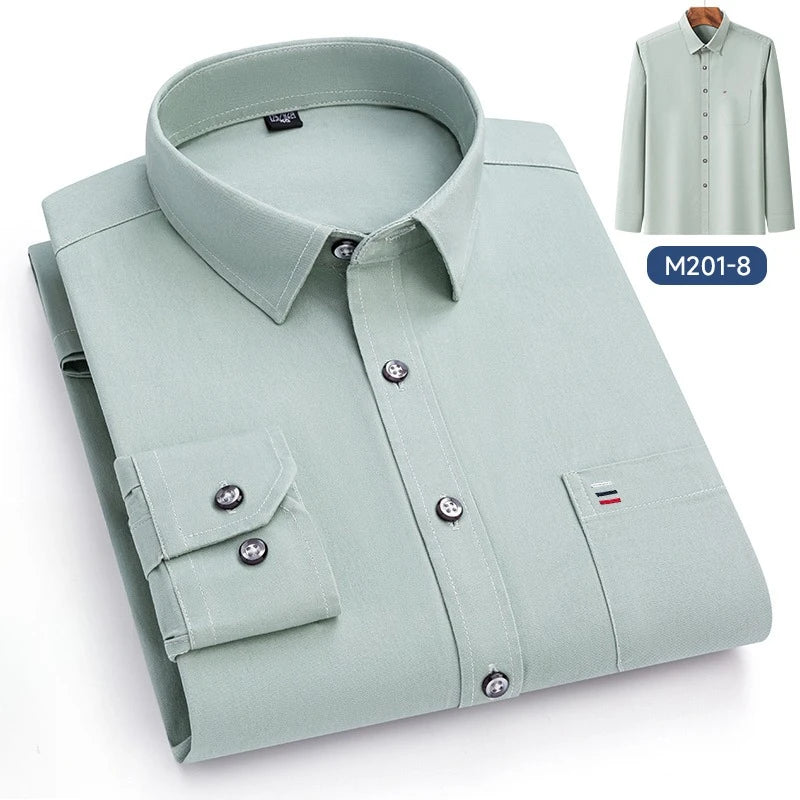 Luxury cotton single pocket long-sleeve shirts for men Smart Casual business regular fit shirt designer vintage black clothes