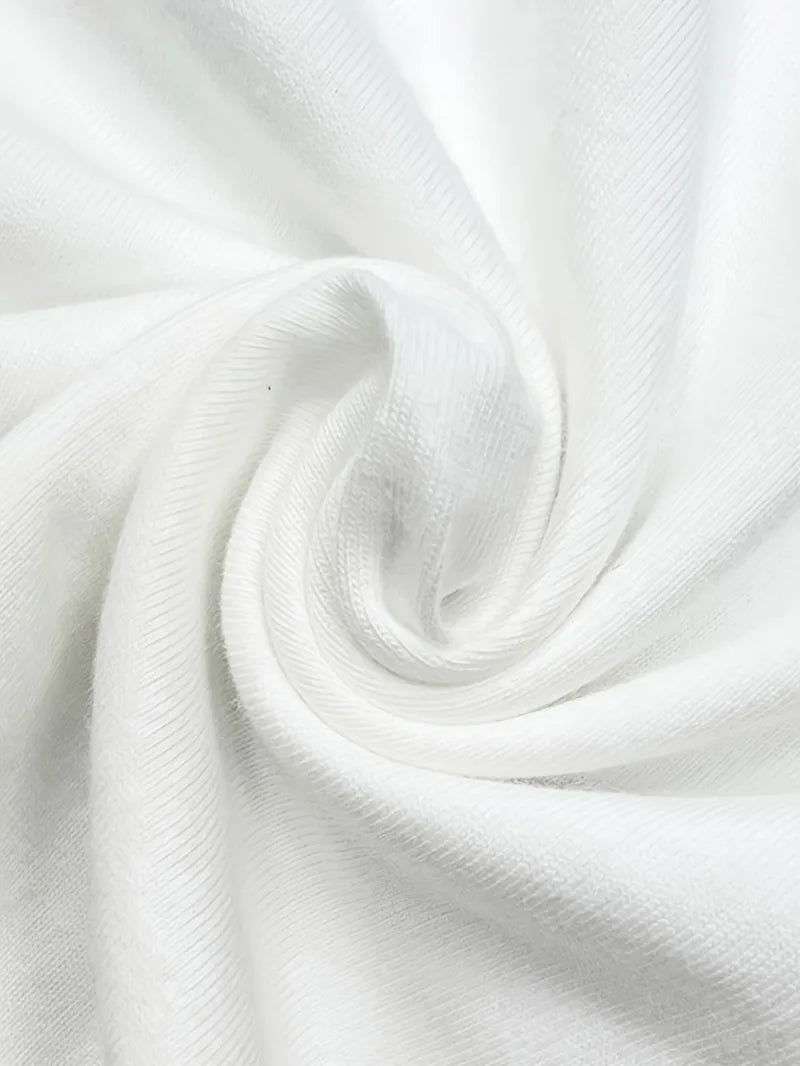 Men's 100% Pure Cotton Loose White Hoodie Round Neck Top Daily Comfortable Shirt Solid Color Loose and Versatile Casual