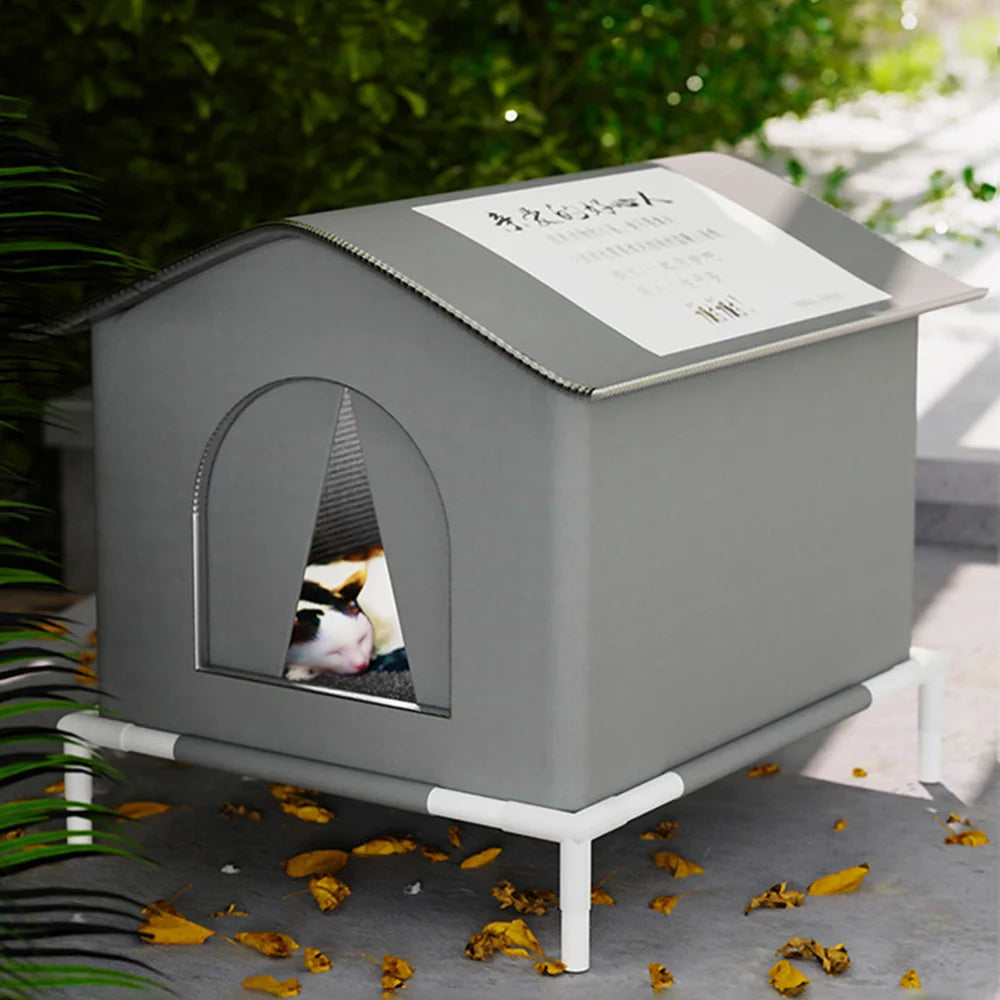 Fully Insulated Shelter for Stray and Feral Cats Cat House for Indoor and Outdoor Cats in Summer, Waterproof Winter warm cat bed