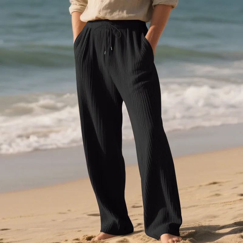 European and American Independent Station Men's Casual Trousers Loose Straight Pants Pit Strips Jacquard Wide Leg Pants