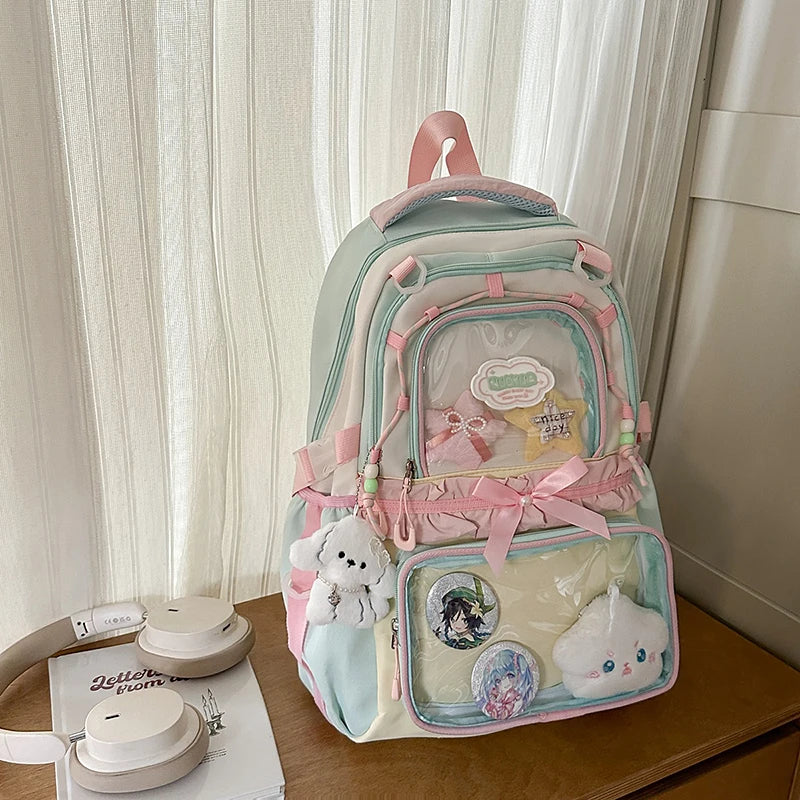 Large Capacity Children's School Bag Set for Girls Primary And Middle School Double Shoulder Backpack Sweet College Style