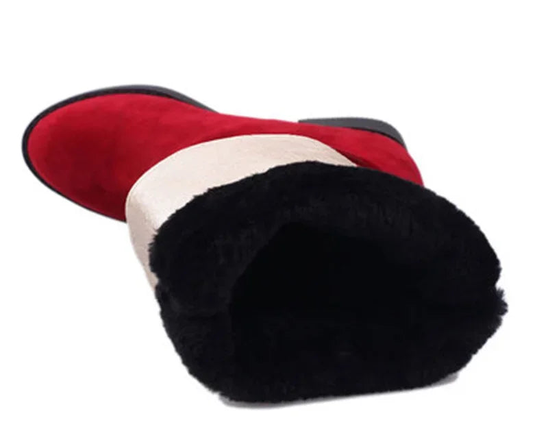New Winter Shoes Women Snow Boots Flat Non-slip Mid-Calf Boots Soft Brand Ladies Footwear Black Red YX1749