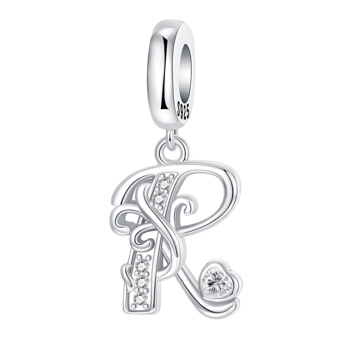 925 Sterling Silver  A-Z 26 English Letters Retro Fashion Pendant Fit Original Bracelet Charm Beads Necklace Diy Female Jewelry