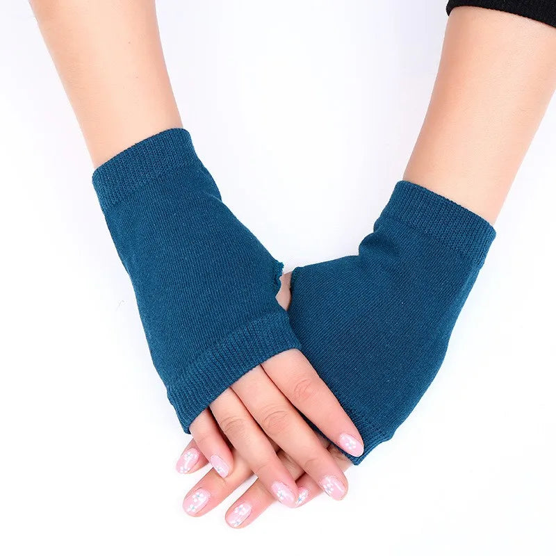 Mittens 2022 Winter Knitted Arm Fingerless Warm Gloves Solid Color Fingerless Soft Gloves for Women Girl Keep Hands Warm