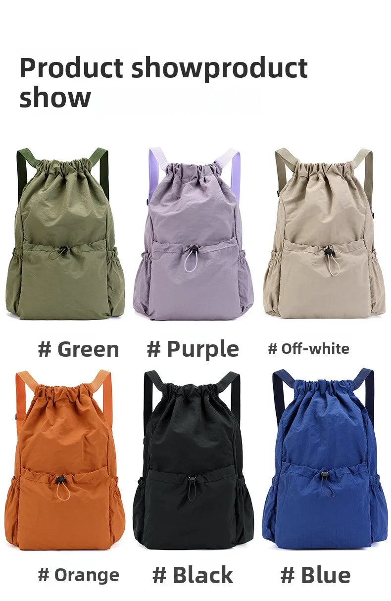 Fashionable Lightweight Drawstring Backpack: Large-Capacity Waterproof Sports Bag for School, Books, Outdoor Activities, Travel