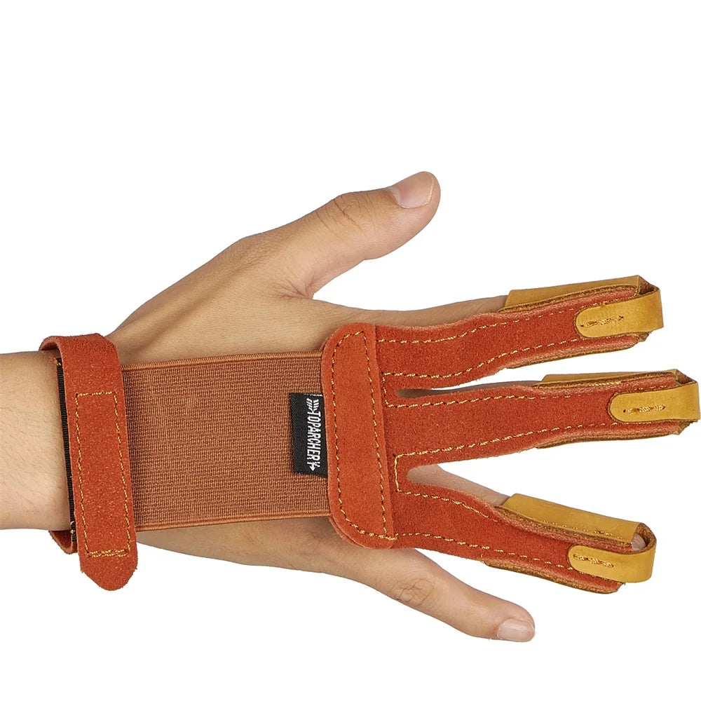 Archery Arm Finger Guard Leather Handguard Protector Adult 3 Finger Glove Left Right Hunting Shooting Safety Anti Slip Protect
