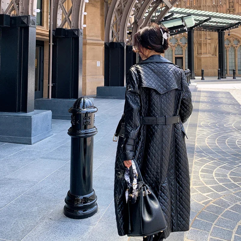Tajiyane Women's Trench Coats Autumn Spring 100% Genuine Leather Jackets Fashion Sheepskin Coat with Belt Casaco Feminino Gmm830