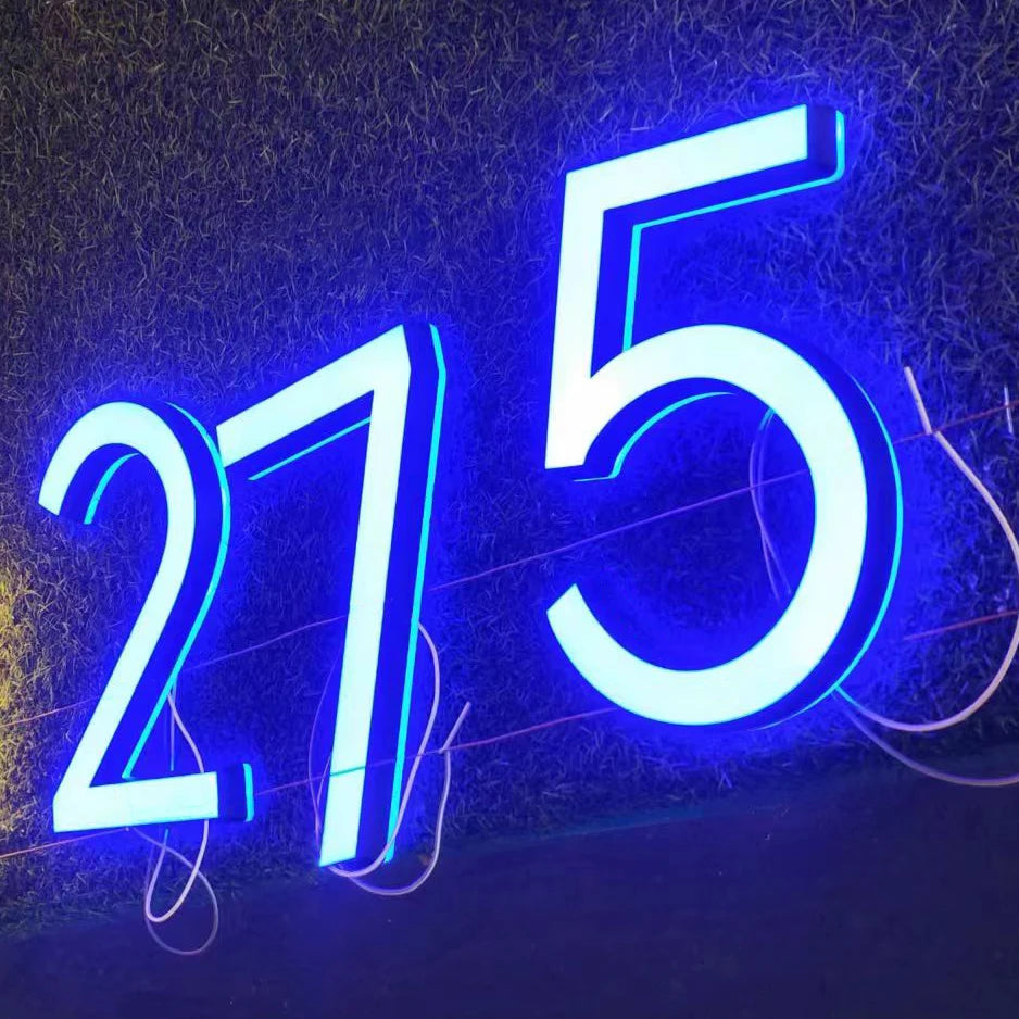 Custom LED House Number Outdoor Waterproof 3D Acrylic Illuminated House Sign Modern Residential Door Plates Lighted House Number