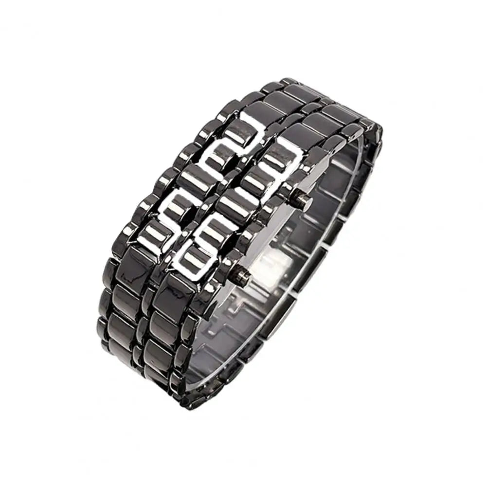 Men Digital Watch Large Screen Electroplated Men Watch Male Binary Steel Band Electronic Sport Watch Relogios Masculino